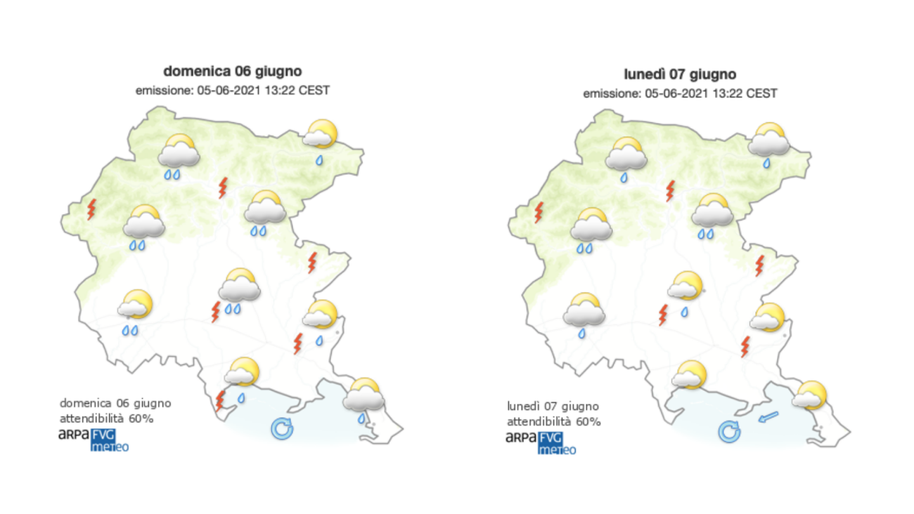 Immagine per Tempo incerto sul Goriziano, piogge e temporali dietro l'angolo